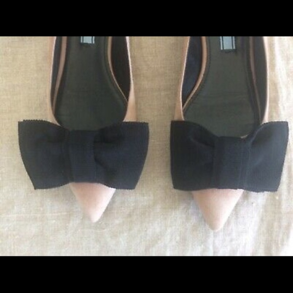 Prada Ballet Flats Bow Pink Suede Pointed Toe 6 - Picture 5 of 8